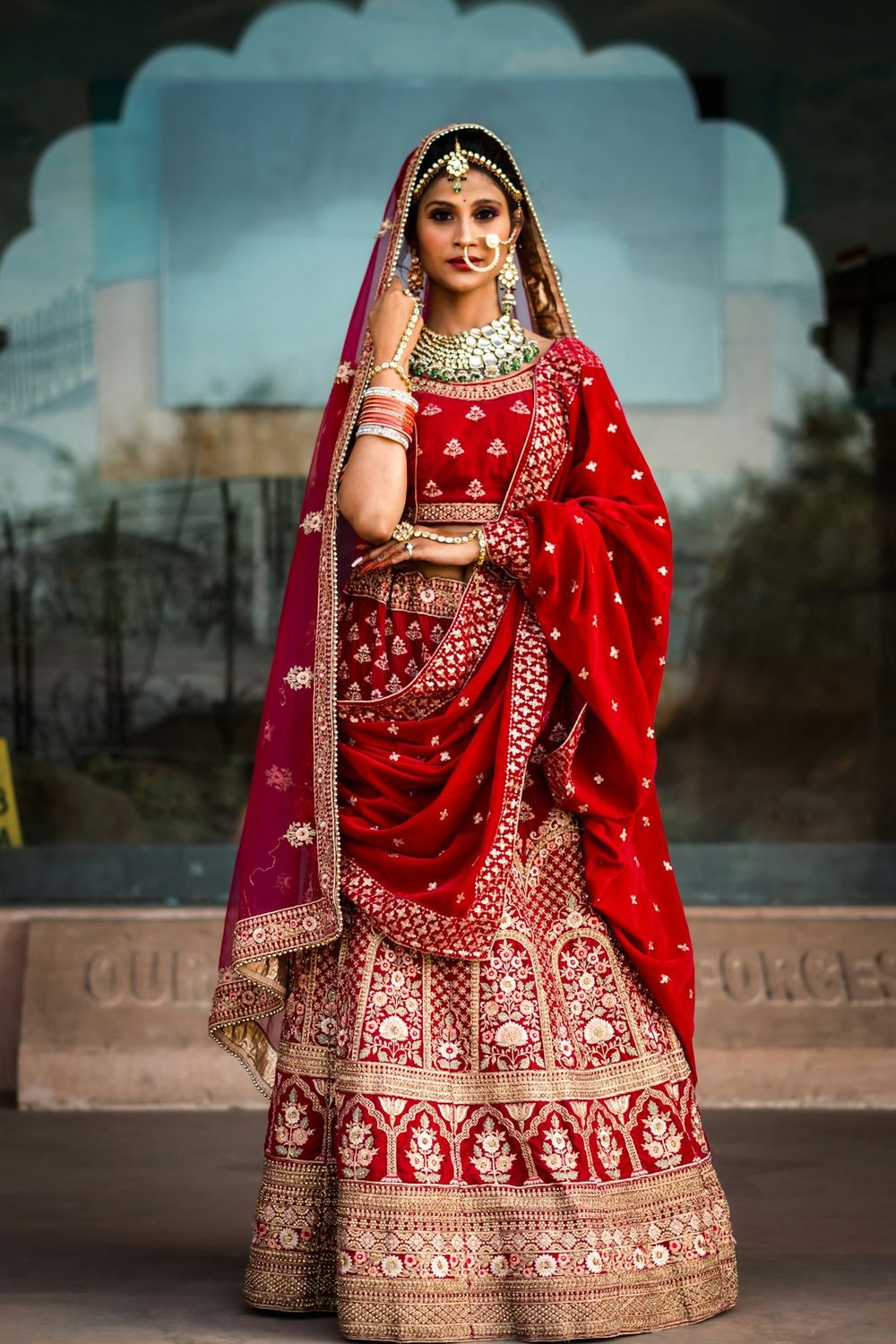Red Zardozi Lehenga