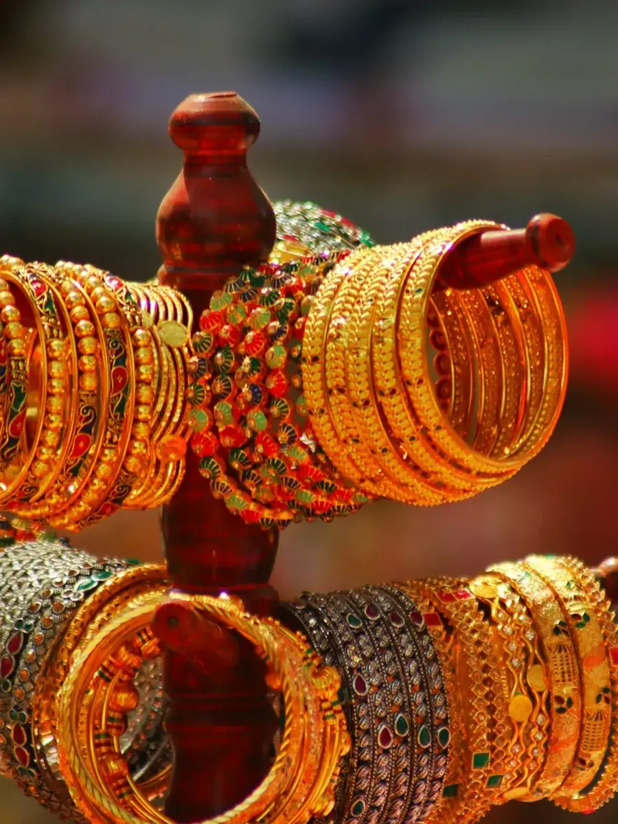 A pair of gold bangles
